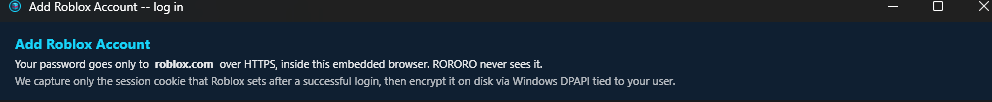 RORORO add-account flow with embedded Roblox login