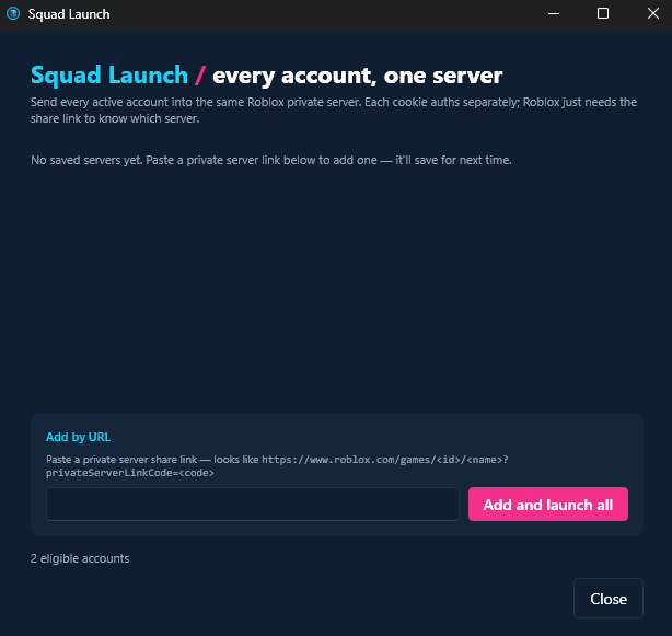 RORORO Squad Launch panel
